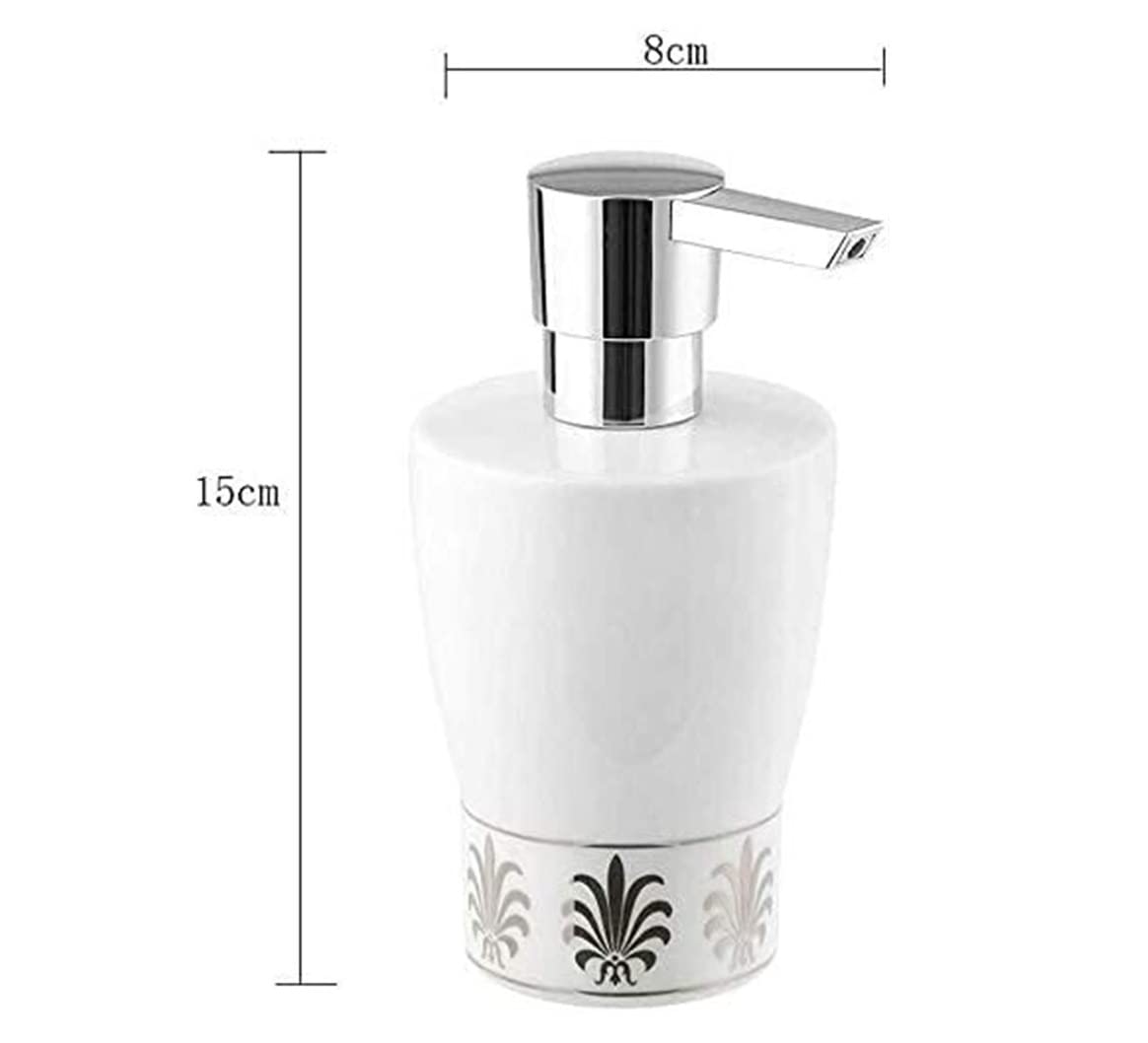 Dispensador de Jabón Líquido Botella De Bomba Loción Cerámica con Relieve Refinado Y Vintage para Baño O Cocina Botellas de Aseo(B)