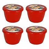 5 fl oz Small Pudding Basin and Lid Pillar Box Red 4 Pack 1/4 Pint Plastic Steam Pudding Bowls