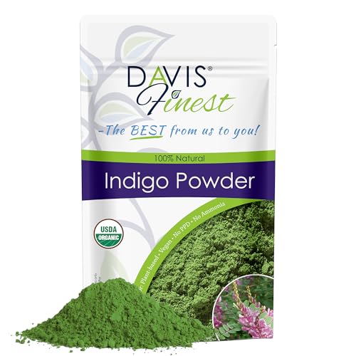 Polvo de índigo orgánico Davis Finest, henna negra, 100 g, tinte natural para el cabello y la barba, sin químicos, vegano