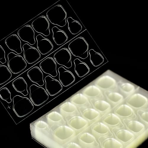 288pcs (12 Sheets) Adhesive Tabs Waterproof Breathable Glue Tabs Double-Sided Nail Jelly Sticker Super Sticky Fake Nail Glue Stickers Transparent Flexible for Manicure, No Crease