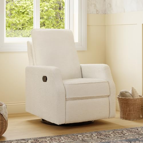 Davinci Lucas Pillowback Swivel Glider Nursery Recliner, Cozy Cream Boucle by DaVinci - Used condition - US$367.08