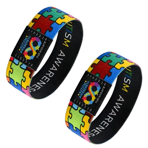 nakashare Autism Awareness BraceletElastic Wristband for Women/Men(7.48 Black)