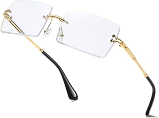 Fashion Rimless Rectangle Sunglasses for Women Men Square Glasses Ultralight UV400 Eyewear Unisex 9031