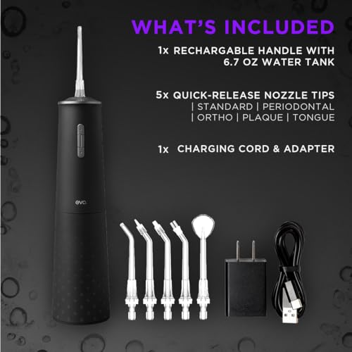 Hydropulseur Jet-1 EVO avec 5 embouts interdentaires et jet d'eau réglable