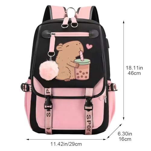 Sacs d'école capybara dessin animé grand stockage enfants