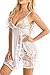 ADOREJOY Lingerie for Women Babydoll Lace Nightgown Mesh Bridal Wedding Sleepwear(White,S)