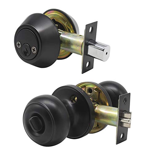 Probrico Keyed Alike Front Door Exterior Door Knob With Double Cylinder Deadbolt Combination Set, Matte Black Door Locksets With Lock And Deadbolt, Same Key, 6 Pack #TOP4