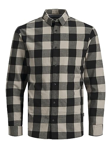 JACK & JONES Herren L/S Hemd/Bluse Jjegingham Twill Shirt L/S Noos, Beige (Crockery/Slim Fit), XXL