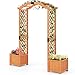 COSTWAY 2 in 1 Rosenbogen mit Blumenkasten, Gartenbogen Holz, Torbogen für Kletterpflanzen, Spalier Rankhilfe Rankgitter Rankbogen, Halbbogen für Garten, Hochzeit, Party, Tannenholz, 185x45x201cm