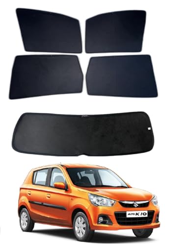 Image of Premium Car Sunshade Fix Type Non-Magnetic Curtain with Rear Dicky Curtain Set of 5pc for Alto K10 2014-21