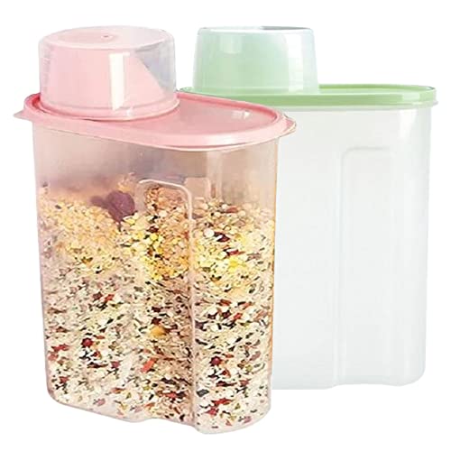 Pamtns - Caja de almacenamiento de alimentos, 2 piezas, caja de cereales, contenedores de cereales, plástico, caja de almacenamiento, cocina, dispensador de cereales para varios granos Pamtns - Caja de almacenamiento de alimentos, 2 piezas, caja de cereales, contenedores de cereales, plástico, caja de almacenamiento, cocina, dispensador de cereales para varios granos