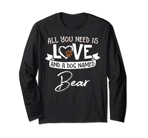 Cute Dog Named Bear Design for Women and Men Long Sleeve T-Shirt, Black