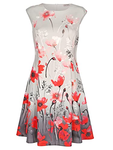 Alba Moda Druckkleid Erwachsene-Weiblich Ausgestellt Stein, Rot 42