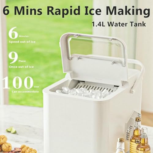 Fabricadora de cubos de hielo eléctrica de sobremesa, con cucharón y canasta para hielo, produce 9 cubos en 6 minutos, dos tamaños de hielo, 12 kg en 24 horas, ideal para hogar, cocina, oficina, bar y fiestas miniatura 2