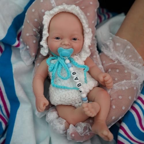 MYREBABY Baby Doll Reborn Baby Boy Silicone Doll Lvin Realistic Mini Doll Full Body Stress Relief 7 Inch