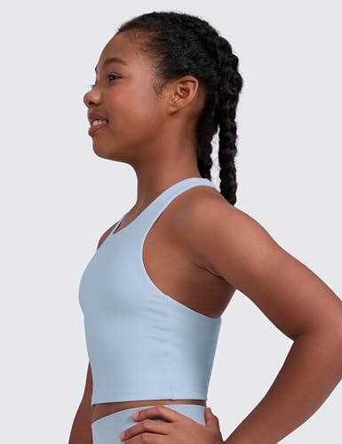 Image of CRZ YOGA Girls Butterluxe Double Lined Crop Tank | Dance, Extremely Soft, Tight Fit, High Neck, Athletic, Sleeveless Tops for Teen