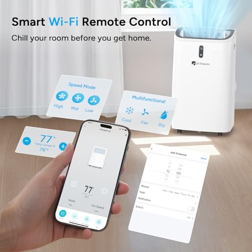 Image of DR.PREPARE 14,000 BTU Portable Air Conditioner with WiFi, 4-in-1 Portable AC Unit with Remote Control, Fast Cooling, 24H Timers, Window kit, Cools Up to 700 sq. ft for Rooms, Bedroom