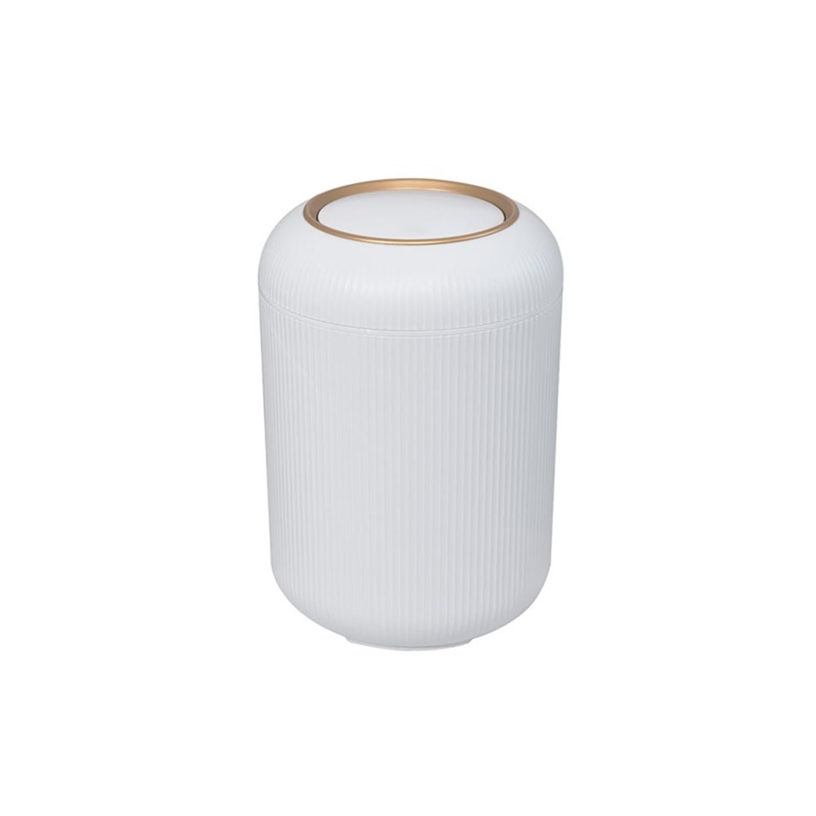 Dustbin Bathroom Trash Can with Lid, Small Garbage with Press Top, Waste Basket for Toilet Office Bedroom(White)