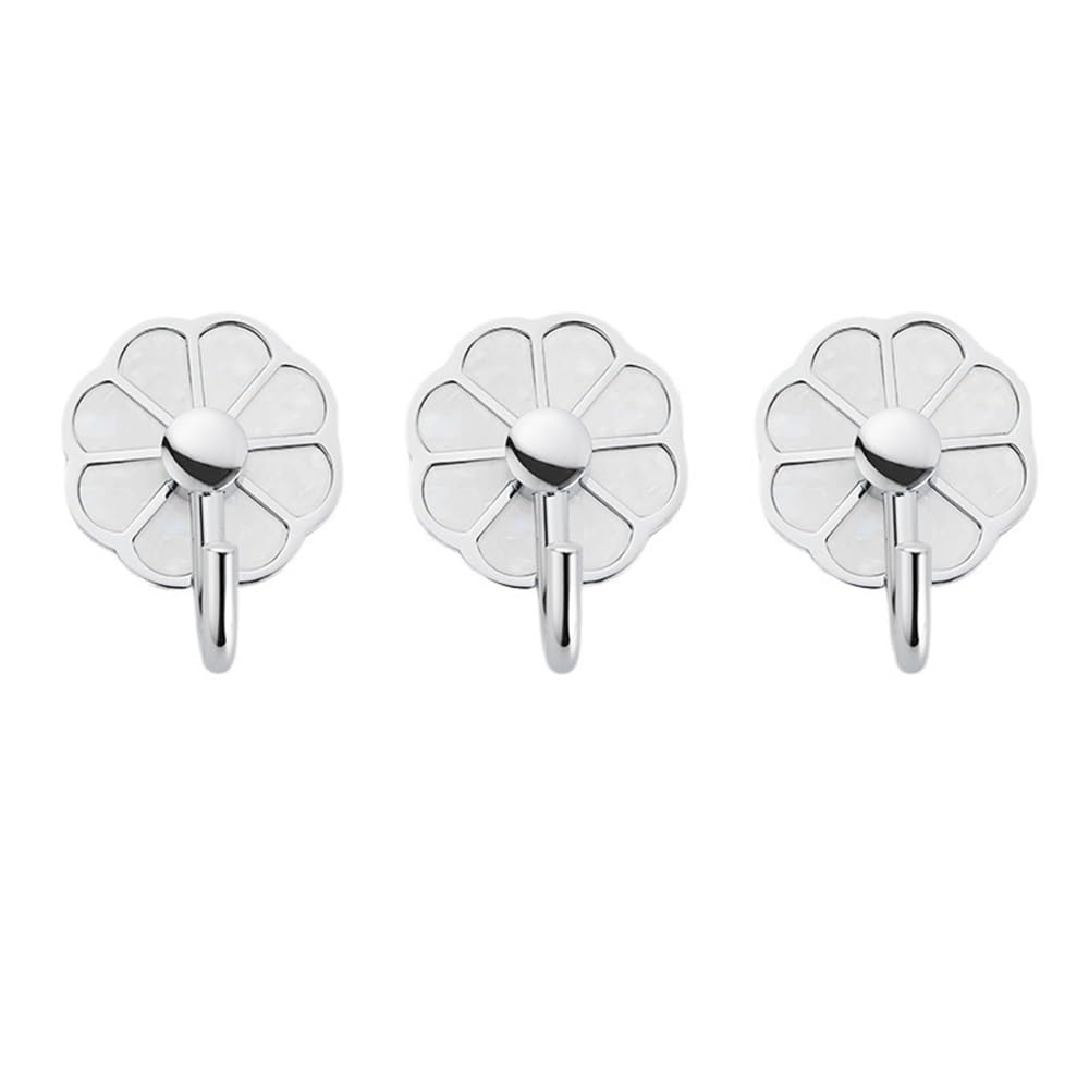 Percha 3 ganchos metálicos sin perforaciones for abrigos, multiusos, for llaves, toallas, bolsos, tazas y sombreros(Silver)