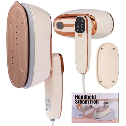 NeovaDomiX Portable 1500W Handheld Garment Steamer – 20s Rapid Heat-Up, 17 Steam Vents, 8 One-Touch Fabric Modes, 260 mL Tank for Home, Travel & Business