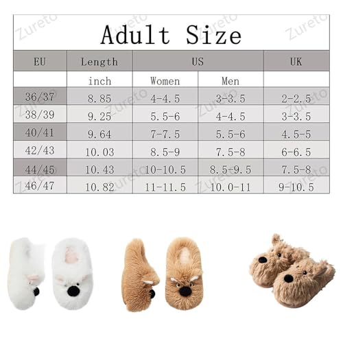 Zureto Hunde-Hausschuhe, SüßE Hunde-Hausschuhe FüR Damen, Flauschige, Warme Tier-Hausschuhe FüR Drinnen Und DraußEn (Khaki, Erwachsene, Damen, 38, Numerisch (von/bis), EU Schuhgrößensystem, 39, M)
