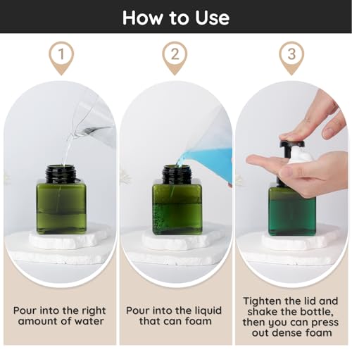 Image of Segbeauty 8.5oz Plastic Refillable Foam Soap Dispenser, 4pcs Empty Body Wash Hand Soap Pump Bottle Dispensers with Labels, 250ml Small Green Shampoo Bottles with Foam Dispenser Pump Liquid Container