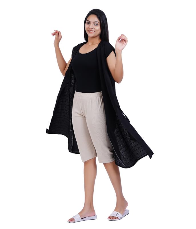 Image of MENMAII Wrap Dress [Size - L- 4XL ] - Full Open Multipurpose Night Gown -a Kind of Adaptive Clothing with Pocket for Women [Black -XL /Knee Length ]