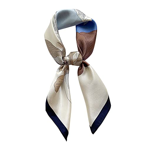 MEISEE 100% Pure Mulberry Silk Square Scarf 26"x26"-65CM Head Scarf for Women Natural Silk Neckerchief Printed Headscarf-blue flower-2