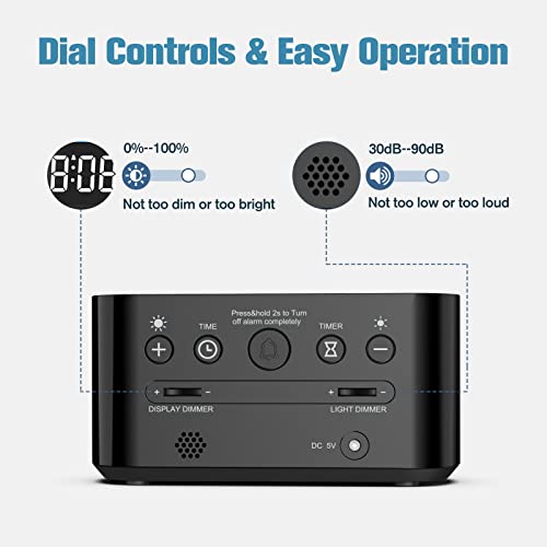 Housbay Digital Alarm Clock For Bedrooms - Large Display Easy To Read Across The Room, 7 Larger Color Night Light, Dimmer, True Battery Backup, Adjustable Volume, Countdown Timer #TOP6