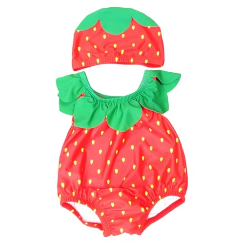Maillot de bain pour enfant avec motif imprimé et bonnet assorti pour la plage