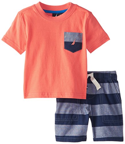 Nautica Boys' 2 Piece Solid Crew with Short