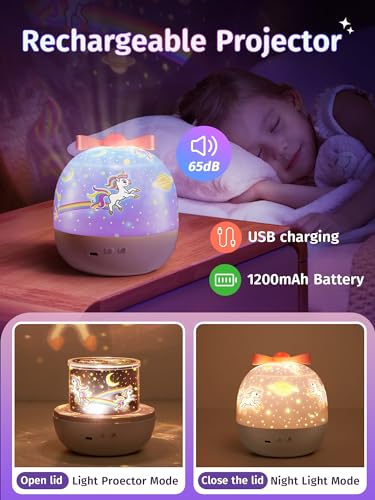 Pikoy Night Light For Kids+15 Films+Sound Machine For Kids Night Light Projector,Rotation Light Projector For Bedroom,Remote+Rechargeable Toddler Night Light,Kawaii Unicorn Gifts For Girls Night Light thumb #6