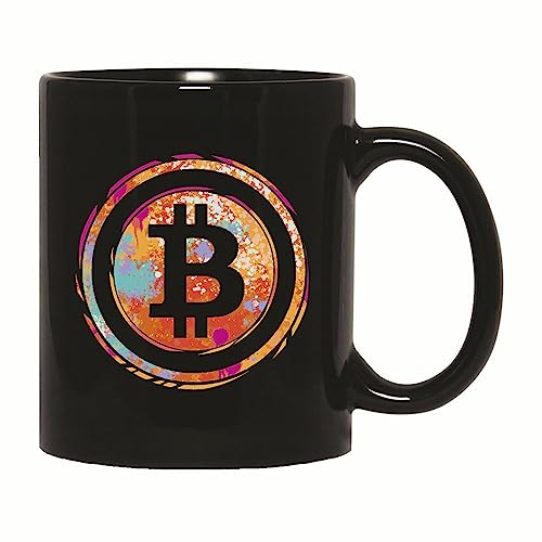 Watercolor Crypto Symbol Gift for Tech Lovers Popular Digital Currency 11oz 15oz Black Coffee Mug