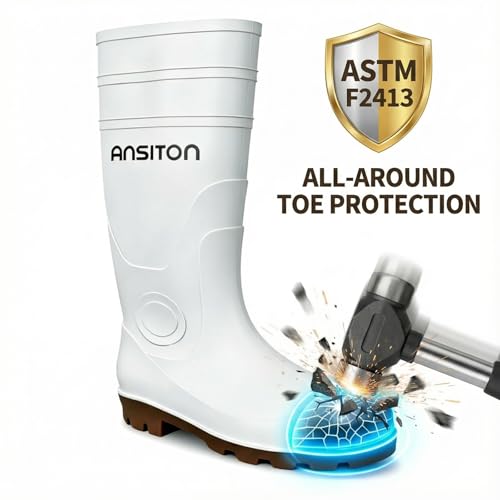Image of Men's Steel Toe Rain Boots, Lightweight Waterproof PVC Work Boots with Cuttable Shaft, Slip & Oil Resistant for Farming & Construction