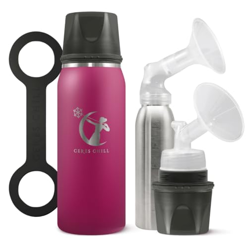 Image of Breastmilk Chiller Reusable Storage Container by CERES CHILL | Keeps Milk Safe for up to 20 Hours | Connects w/Major Pumps(1 Chiller, Plum)