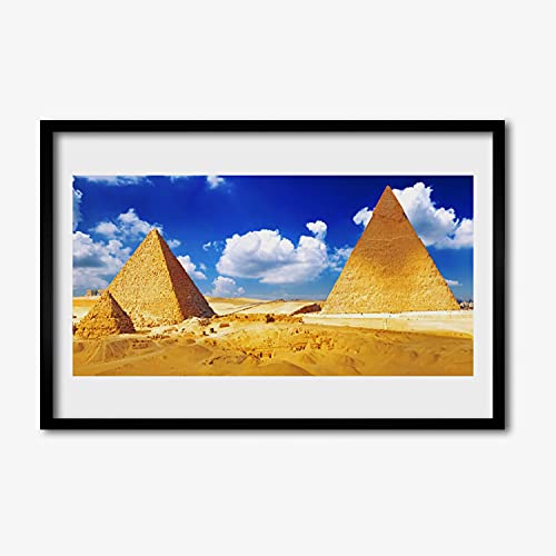 Affiche murale 60x40 cm cadre en MDF photo de paysage du désert pyramide pour salon et cuisine