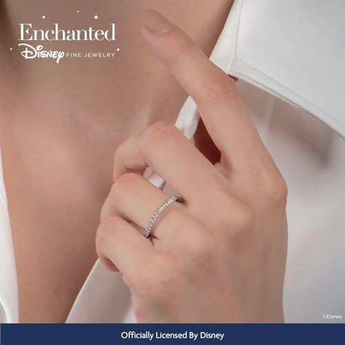 Jewelili Enchanted Disney Fine Jewelry 10K White Gold 1/6 CTTW Diamond Ariel Wedding Band2