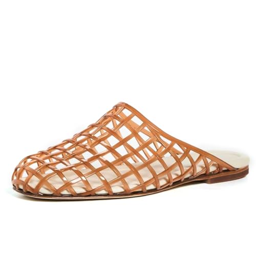 Image of Jelly Shoes for Women Jelly Mesh Flat Sandals Closed Toe Round Toe Slides Flats Slip on Summer Slippers Mules