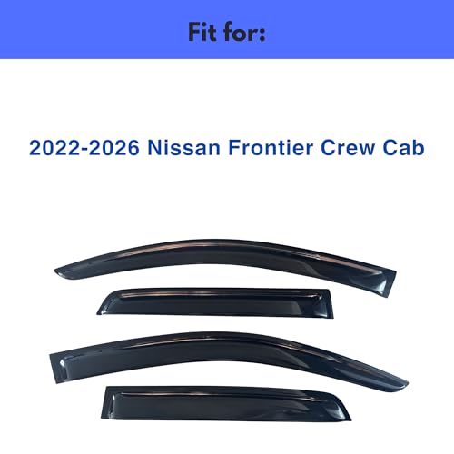 Image of IG Window Visor for Nissan Frontier Crew Cab 2022-2024, Rain Guard Tape-On Extra Durable Sun Wind Side Vent Window Deflector, 2022 2023 2024 (Crew Cab Only)