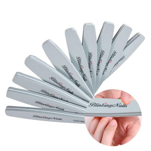 Lot de 10 polissoirs à ongles, limes à ongles en éponge et polissoirs pour le soin des ongles, design ovale double face, grain 100/180, outils de manucure professionnels couleur gris