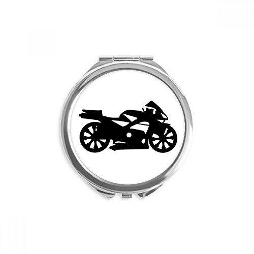 Espejo de bolsillo para maquillaje con silueta de motocicleta mecánica negra portátil