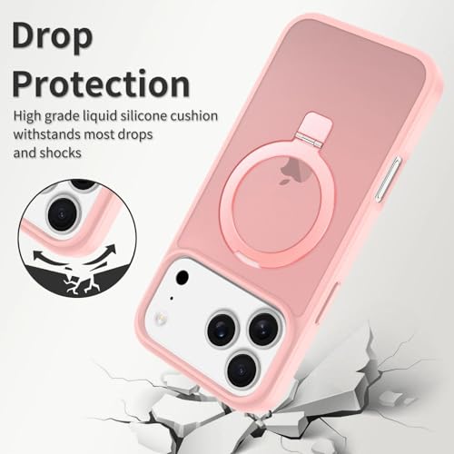 Image of Magnetic for iPhone 17 Pro Max Case, 6.9 inch, Compatible with MagSafe, Rugged Kickstand, Not-Yellowing Military-Grade Protection, Matte Pink