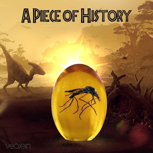 VEOJEIN Jurassic Mosquito in Amber | Durable Resin Encased Detailed 2D Insect. Perfect for Collectors and Enthusiasts | Paperweight, Aged Effect, Desk Ornament