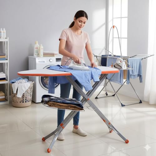 Image of CIPLA PLAST Deluxe Mesh Ironing Board Large & Foldable Aluminised Cloth Cover | Ironing Table for Home | Dress Ironing Table | Iron Press | Cloth Ironing Table | Silver (130X40 cm)