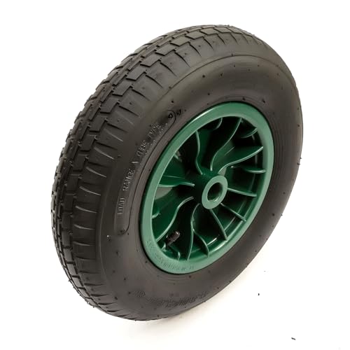 No Nonsense Products 4.80/4.00-8 Wheel & Pneumatic Tyre 15 Inch Green 2 Ply 1 Bore Wheelbarrow Barrow Cart Trolley Truck 180kg Load 4.80-8 4.00-8