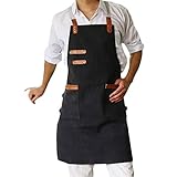 Professional Cooking Kitchen Apron with 2 Side Pocket Towel Pen Holder for Women Men