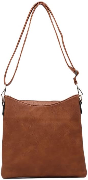 JEN & CO. Crossbody Bags for Women - Emma 3 Compartment Crossbody Sling Bag, Brown (M1765-BR)