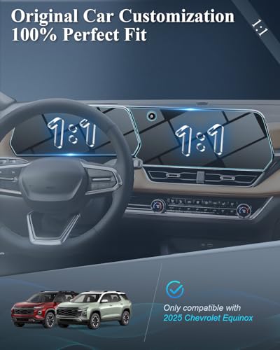 BIBIBO Chevy Equinox Screen Protector for 2025 Chevrolet Equinox 11.6" Navigation Display & 11" Dashboard, Tempered Glass, Anti-Glare and Anti-Scratch Ultra Clear 2025 Chevrolet Equinox