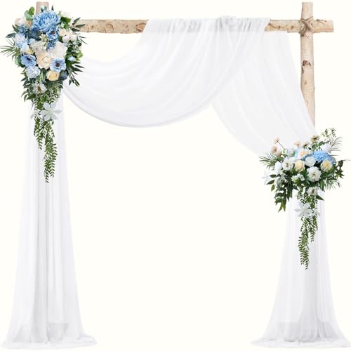 VOK White Wedding Arch Draping Fabric Chiffon...