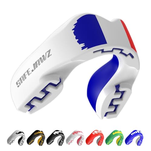 SAFEJAWZ Le drapeau français Sport Protège-Dents/Gouttière Coque Dentaire Protege Dent. Protection intégrale pour Tous Les Sports, MMA, Hockey, Les Arts...